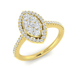 Natural Round Cut Diamond Marquis Shape Cluster Ring