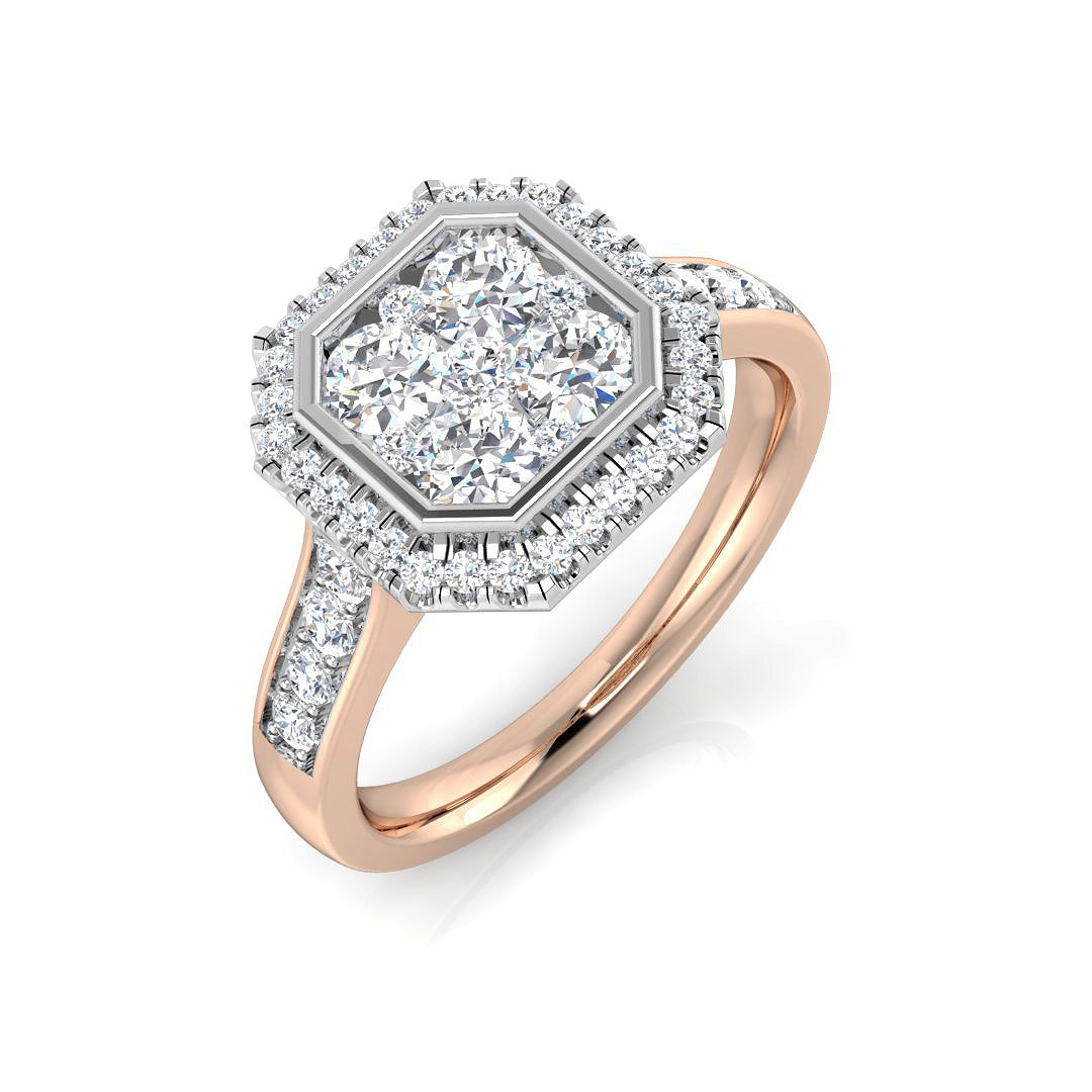 Diamond Regal Cluster Ring | 1ct | Hallmarked Gold & Platinum