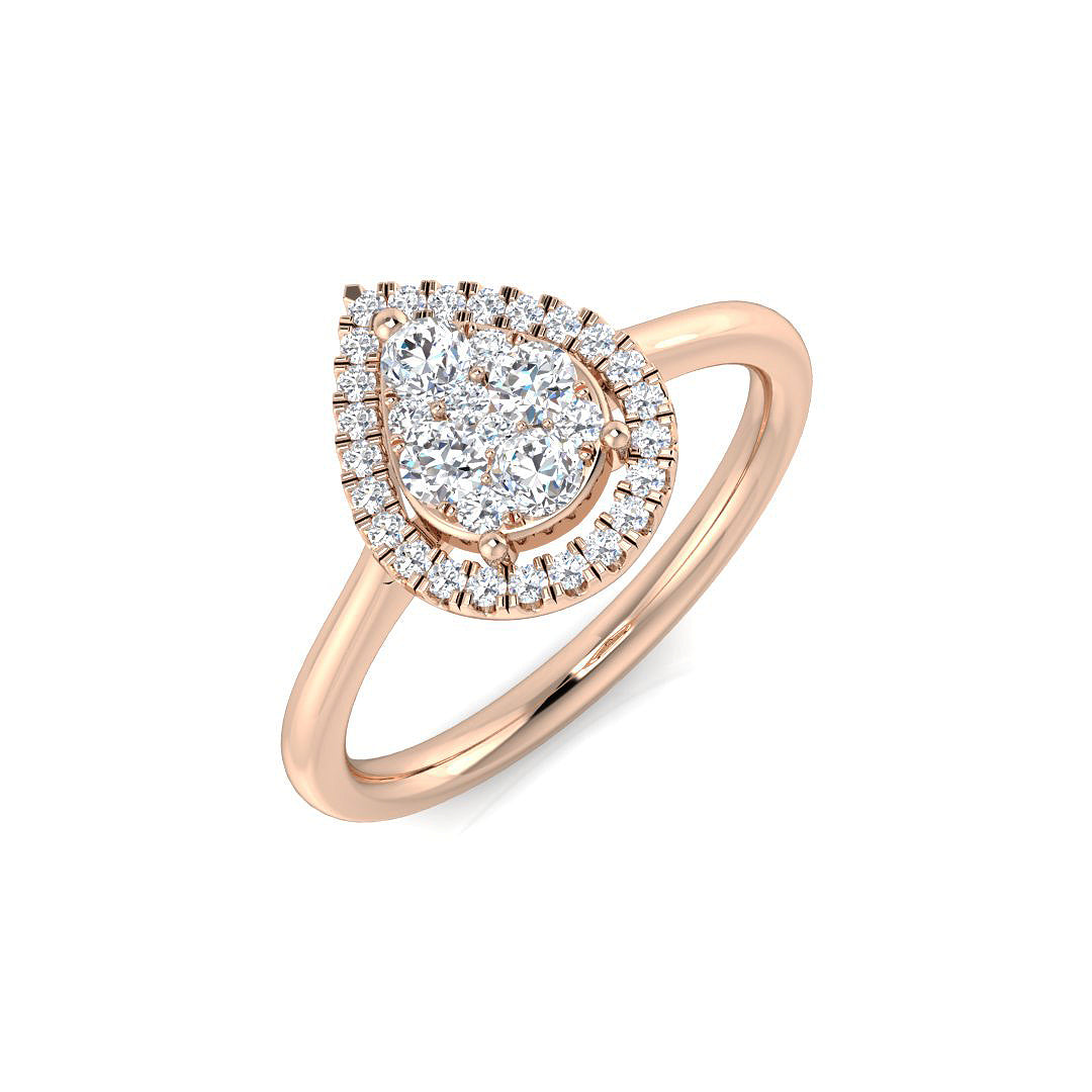 Luxury Round Diamond Halo Cluster Ring 0.33ct UK Hallmarked