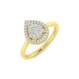 Luxury Round Diamond Halo Cluster Ring 0.33ct UK Hallmarked