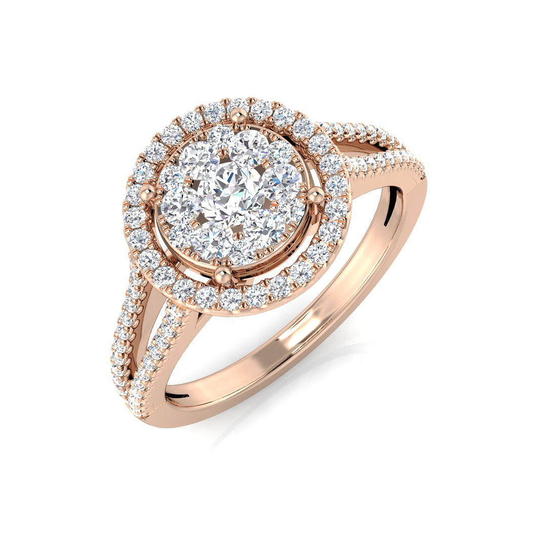 Natural Round Cut Cluster Diamond Ring