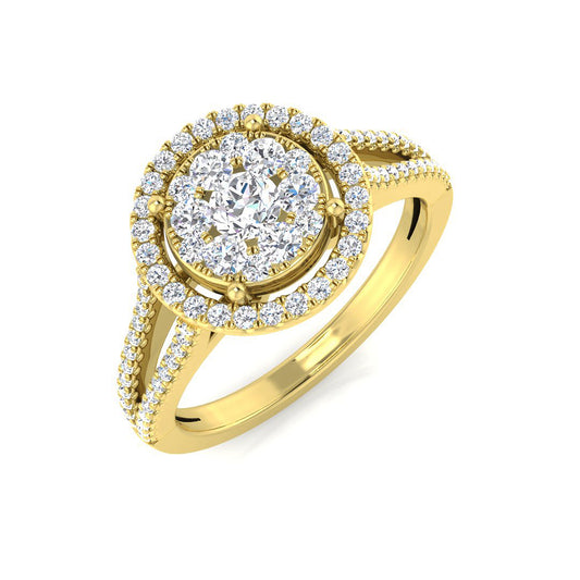 Natural Round Cut Cluster Diamond Ring