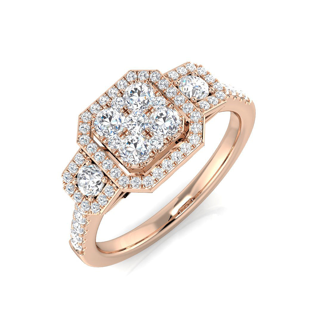 0.60-1.60ct Lab Grown D/VVS Round Cut Diamond Trilogy Ring