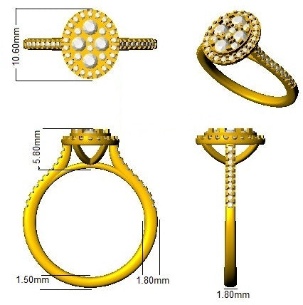 Lab-Grown Round Cut Diamond Cluster Ring | 0.5ct to 1.00ct | Gold & Platinum