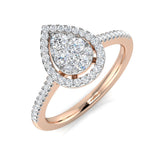 Pear Shape Sunken Cluster Halo Diamond Ring 0.50ct | Round Diamonds | UK Hallmarked