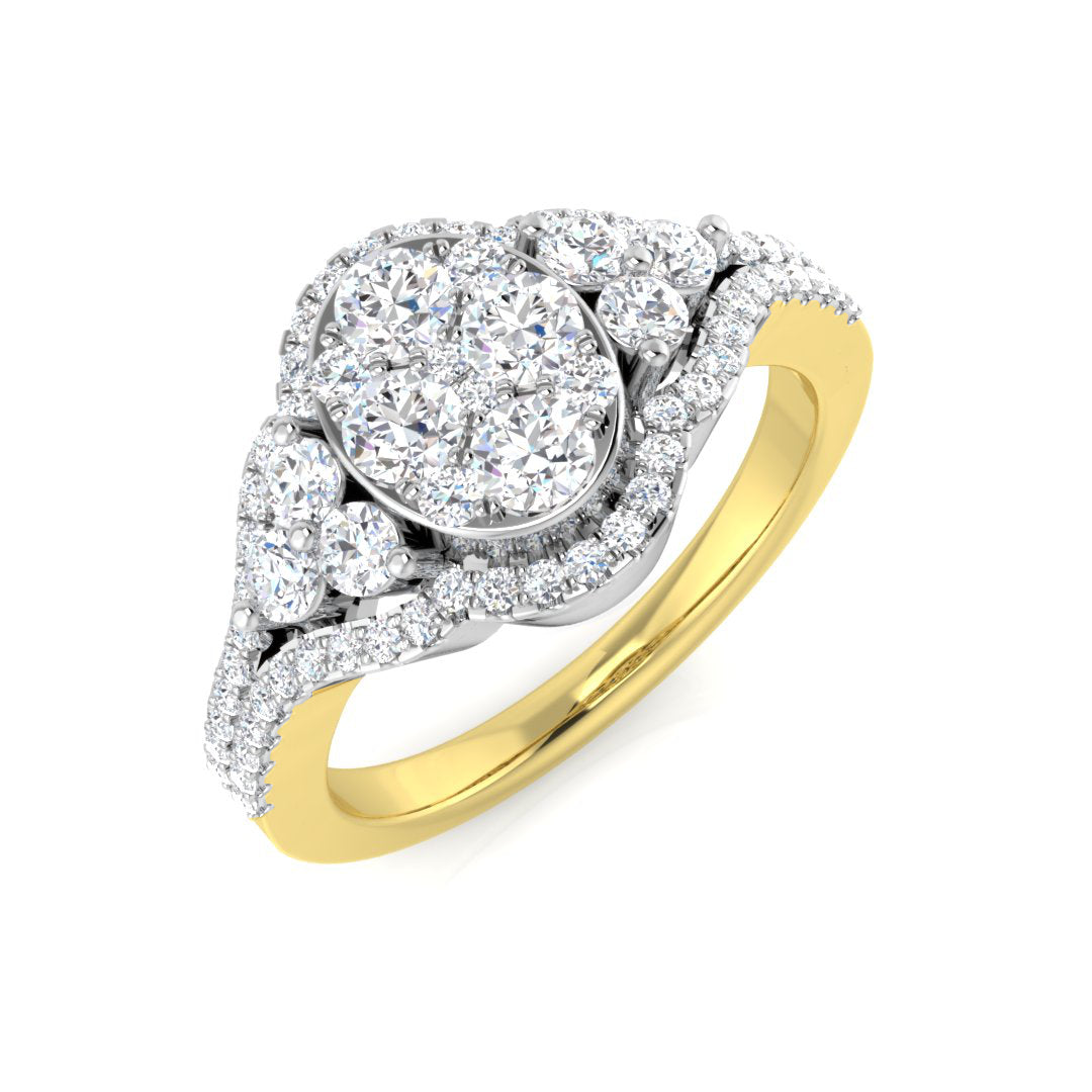 18K White Gold Cluster Halo Diamond Engagement Ring | 0.75ct | Hallmarked Gold & Platinum