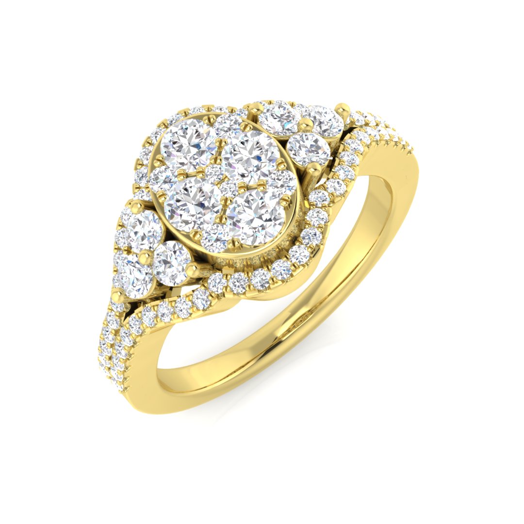 Natural Round Cut Diamond Cluster Ring Gift For Her
