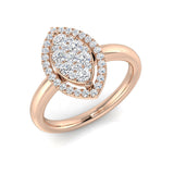 Natural Round Cut Diamond Cluster Engagement Ring