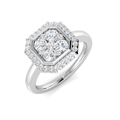 Natural Round Cut Diamond Cluster Engagement Octagonal Shape Ring 
