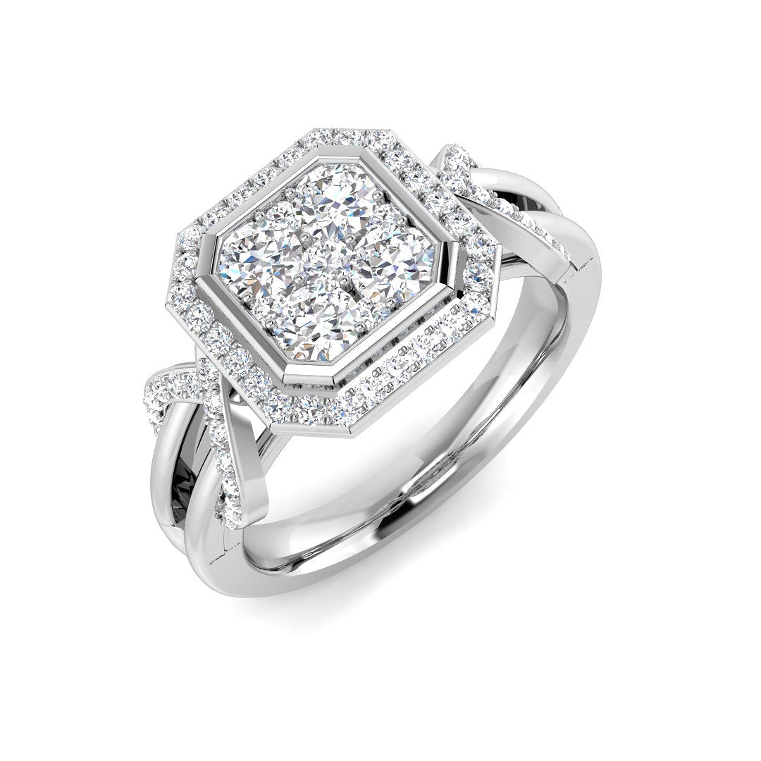 Bague sertie de diamants ronds naturels pour femme