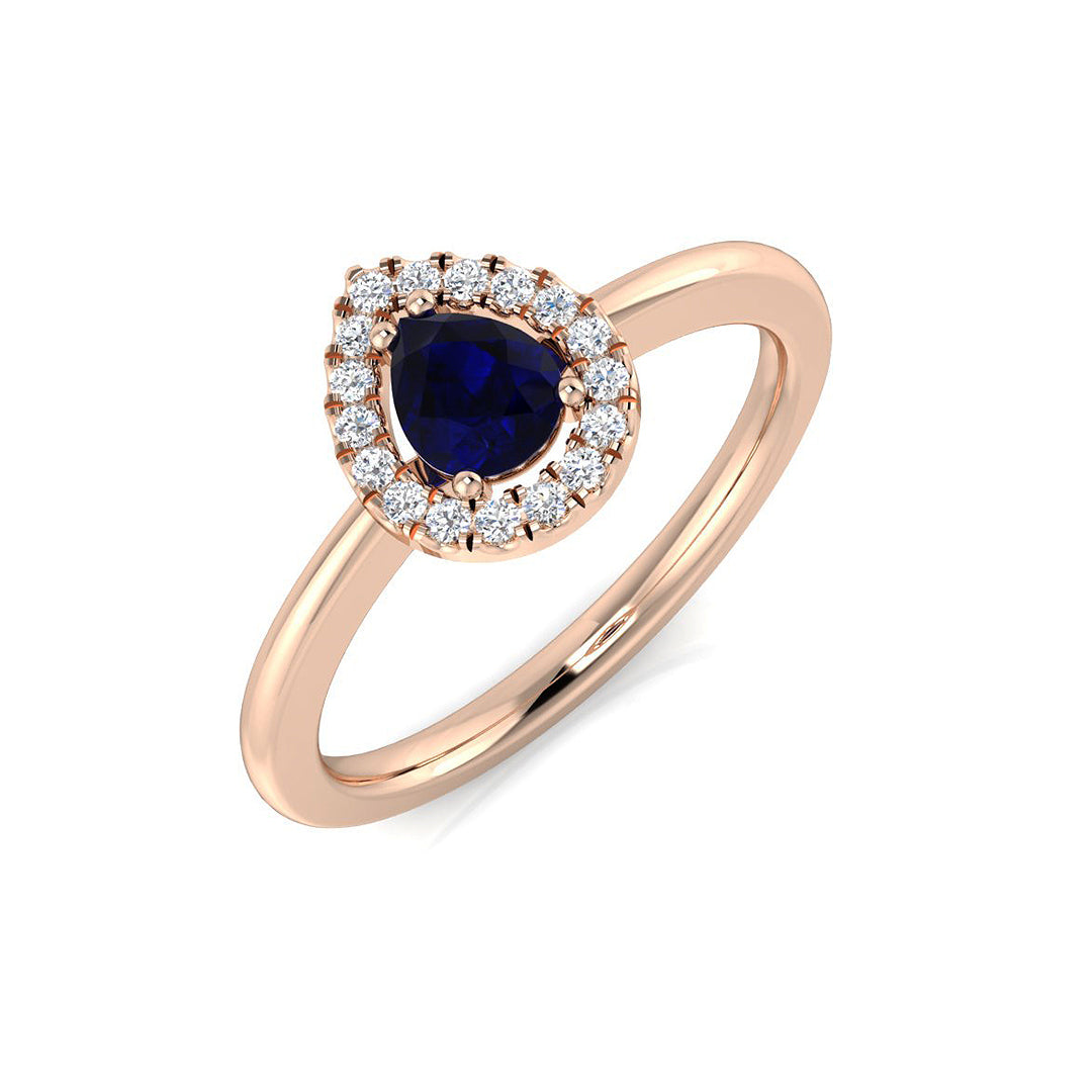 Diamond Crown Blue Sapphire Ring | 0.5ct | Hallmarked Gold & Platinum