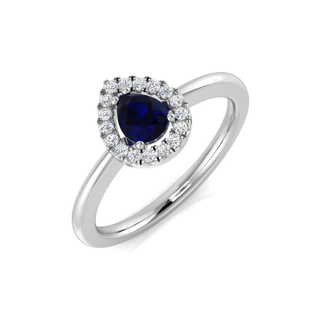 Diamond Crown Blue Sapphire Ring | 0.5ct | Hallmarked Gold & Platinum