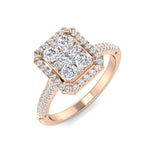 Square Cluster Halo Diamond Ring 0.75ct | UK Hallmarked Gold