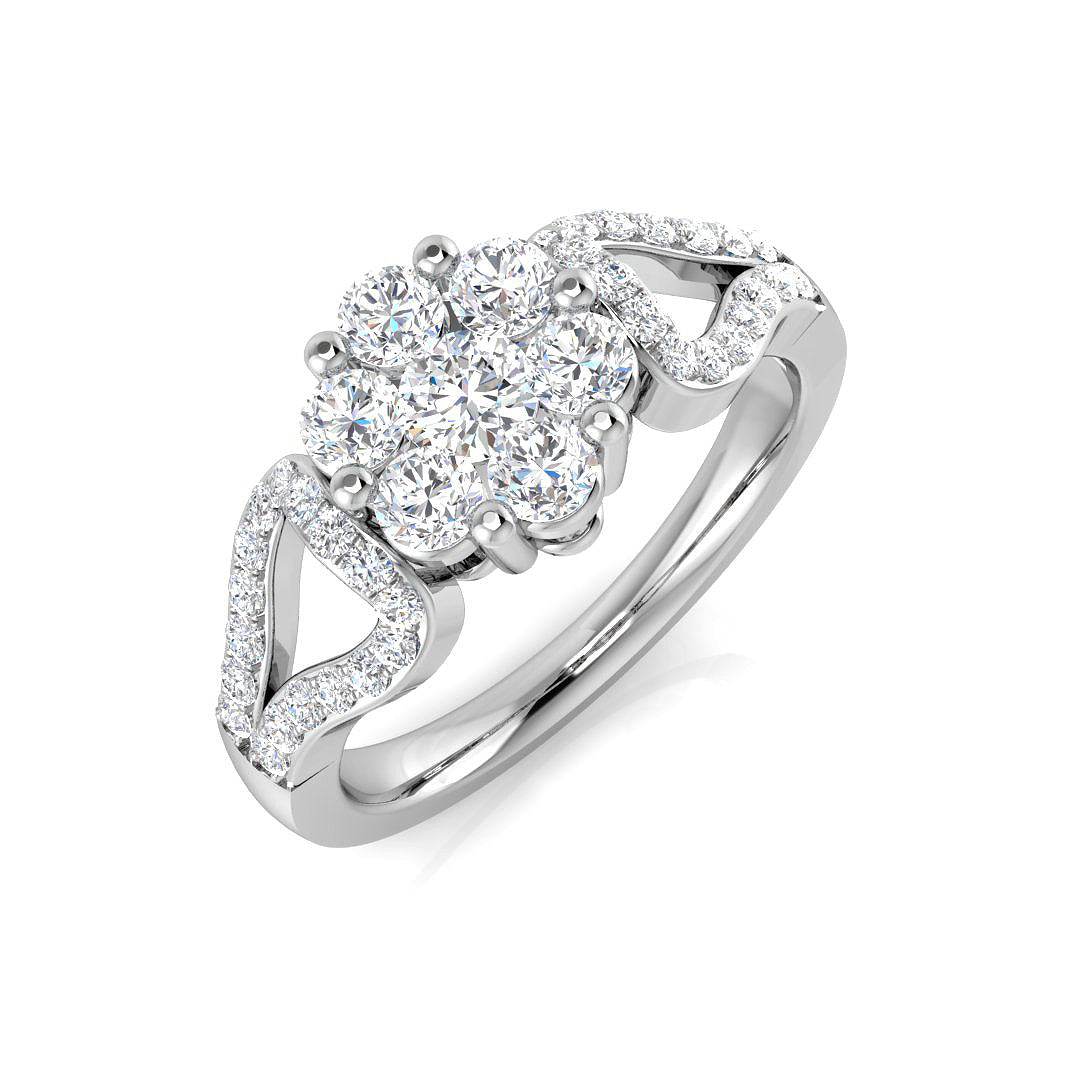 Diamond Cluster Ring 0.75ct | Hallmarked Gold & Platinum | Luxury Engagement Ring