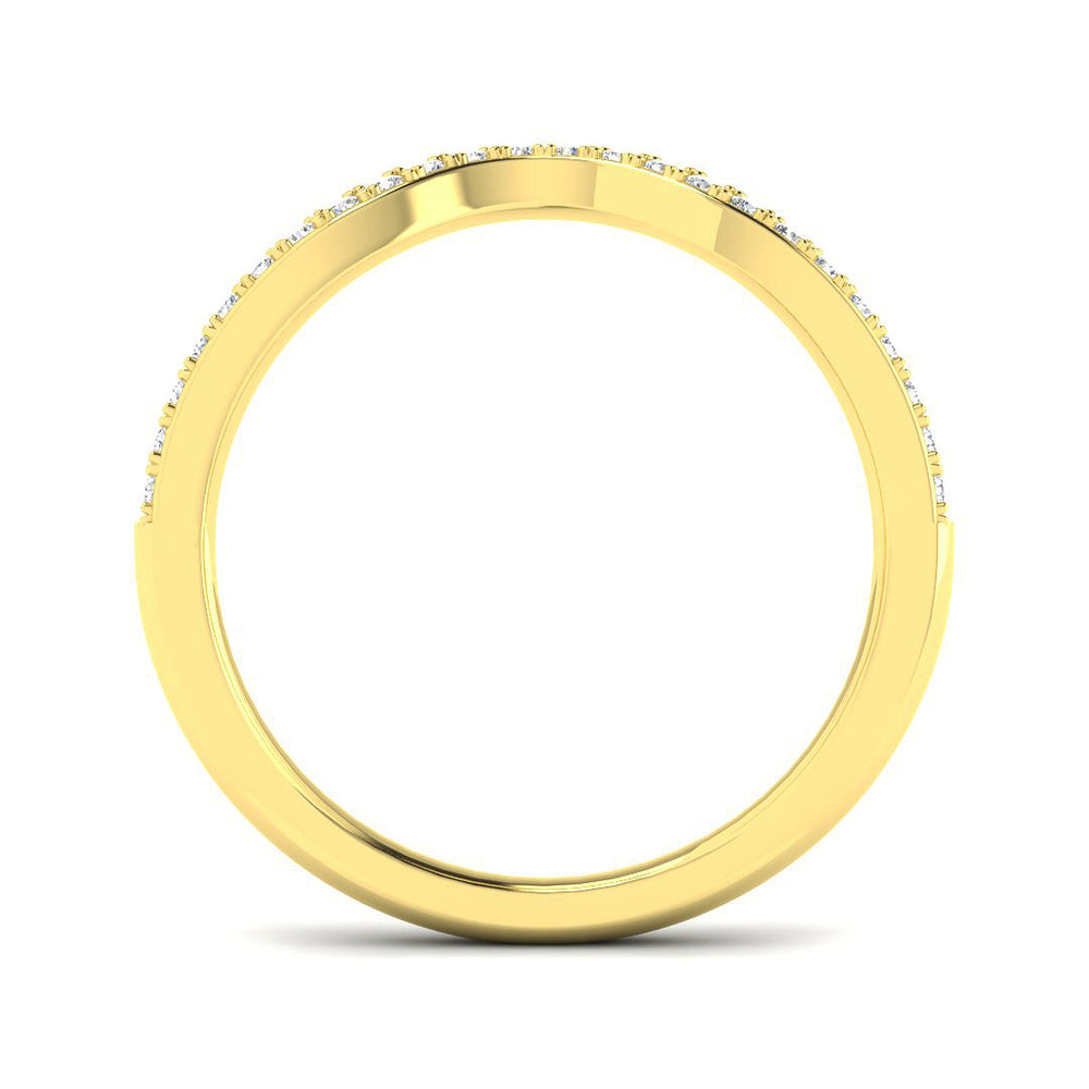 Delicate chevron contour diamond ring