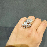 Designer Ring Cocktail Ring 14K White Gold Cluster Ring Natural Diamond Teardrop Diamond