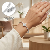 Clover Diamant-Kettenarmband mit Lünetten- und Pavé-Fassung aus Naturdiamanten in Platin
