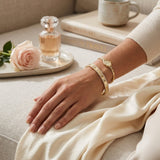 Clover Diamant-Kettenarmband mit Lünetten- und Pavé-Fassung aus Naturdiamanten in Platin
