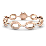 Close Up Round Lab Diamond Oval Link Bracelet
