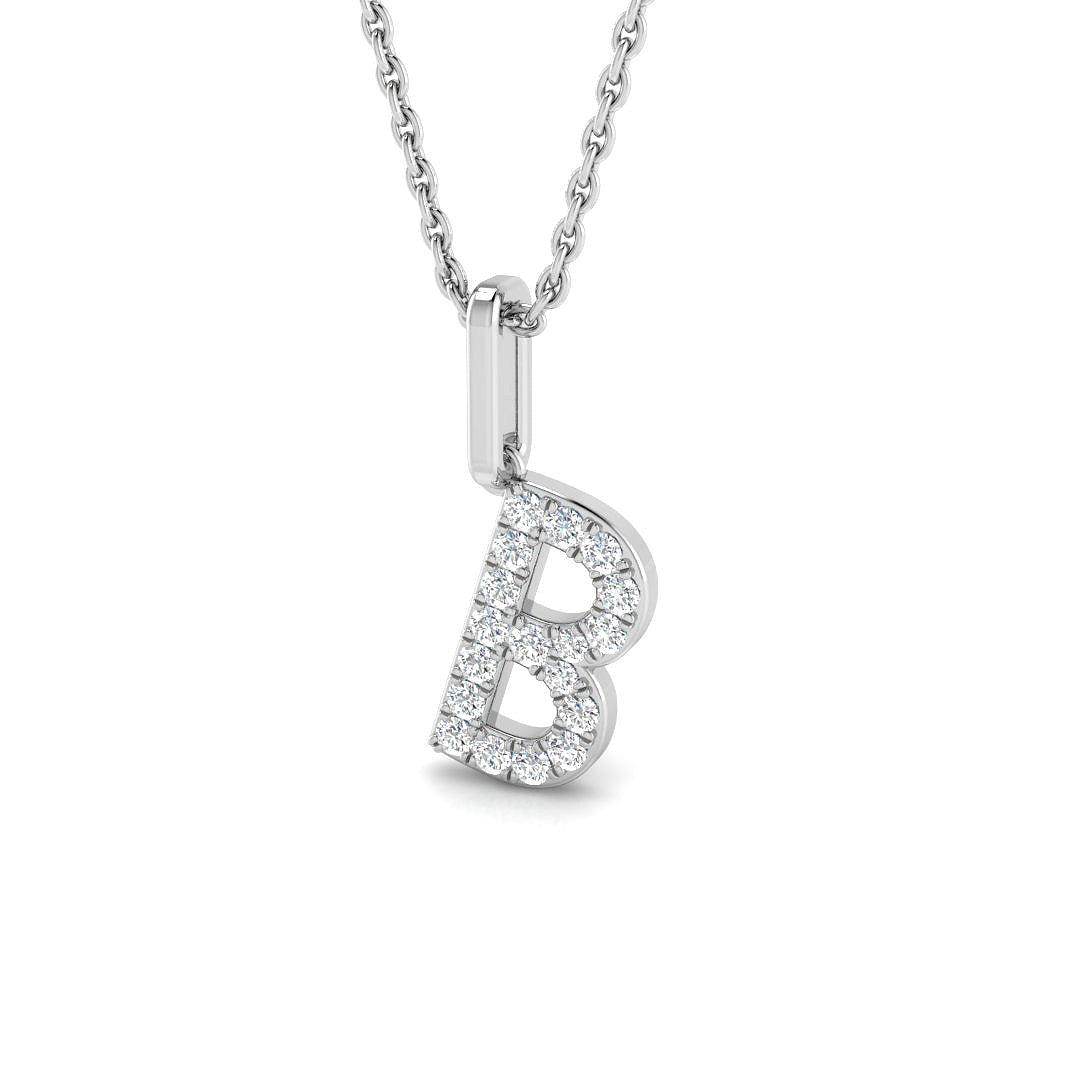 Paved Initial Round Diamond Pendant  – Letter Pendant