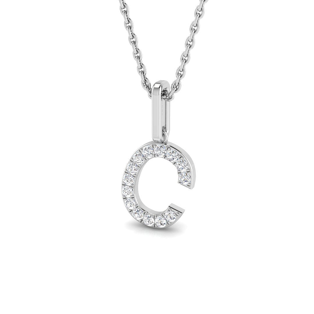 Paved Initial Round Diamond Pendant  – Letter Pendant