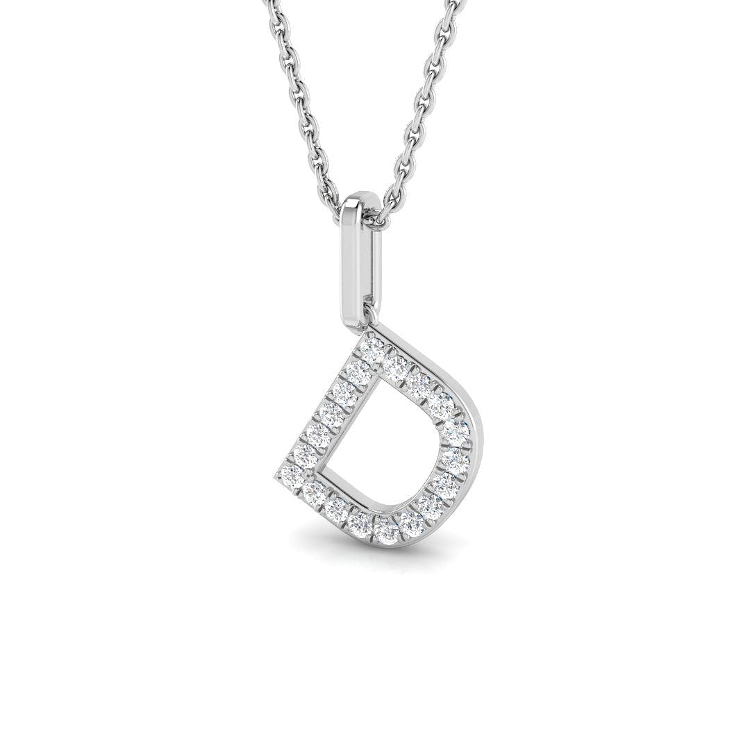 Paved Initial Round Diamond Pendant  – Letter Pendant