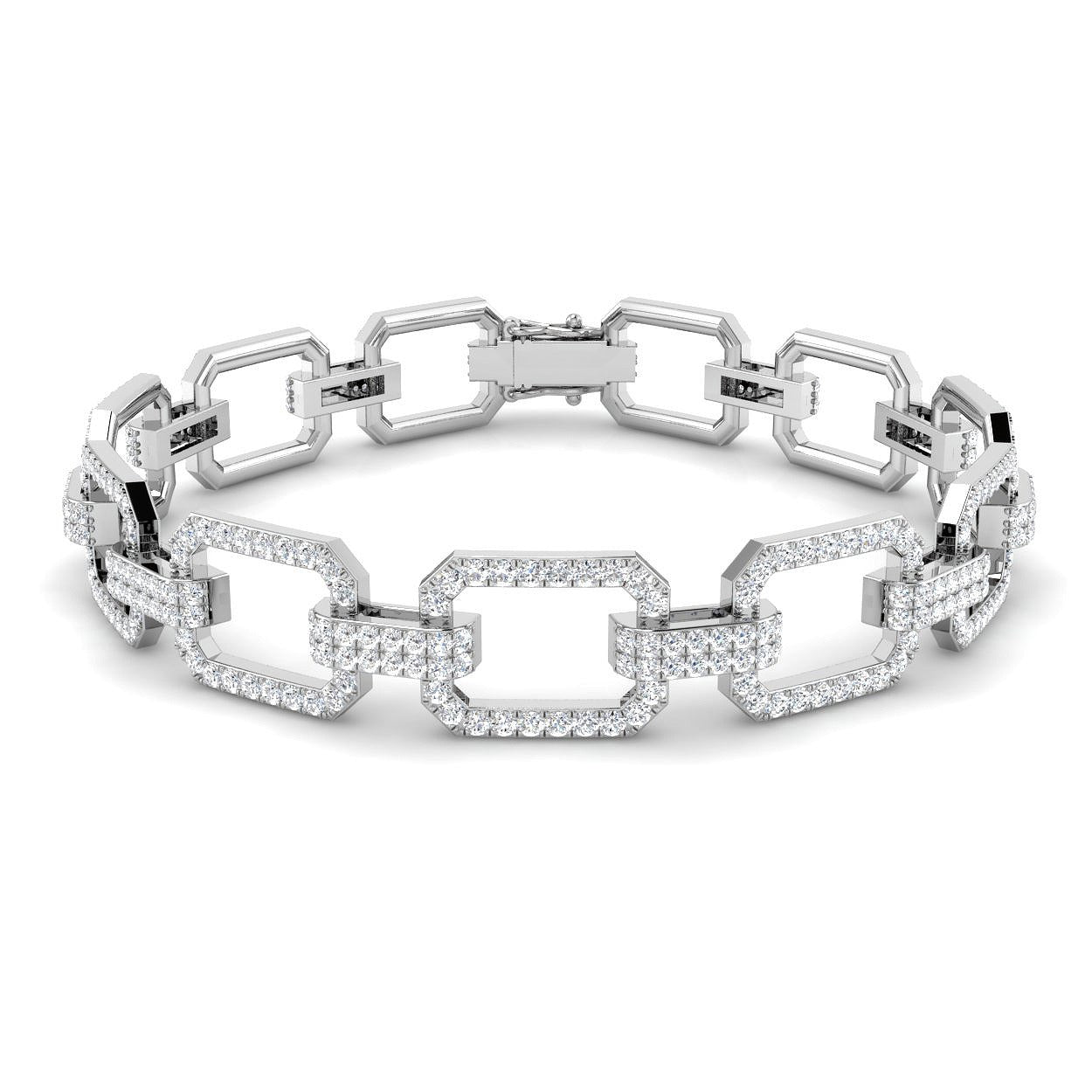 9K White Gold Lab Grown Diamond Paperclip Bracelet