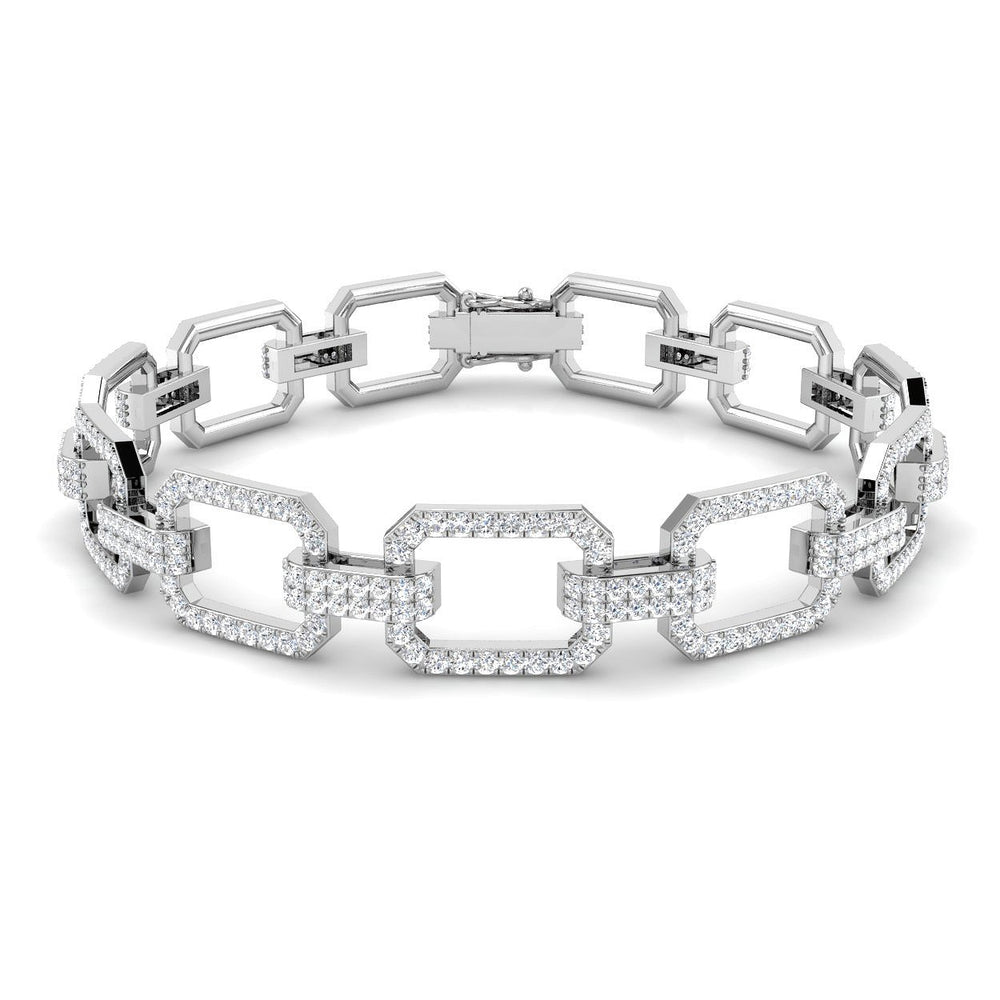 9K White Gold Lab Grown Diamond Paperclip Bracelet