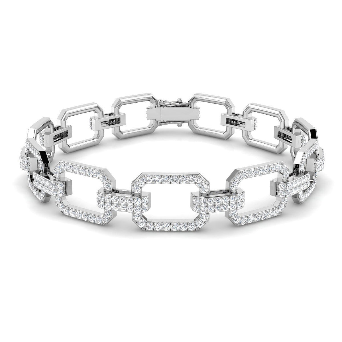 9K White Gold Lab Grown Diamond Paperclip Bracelet