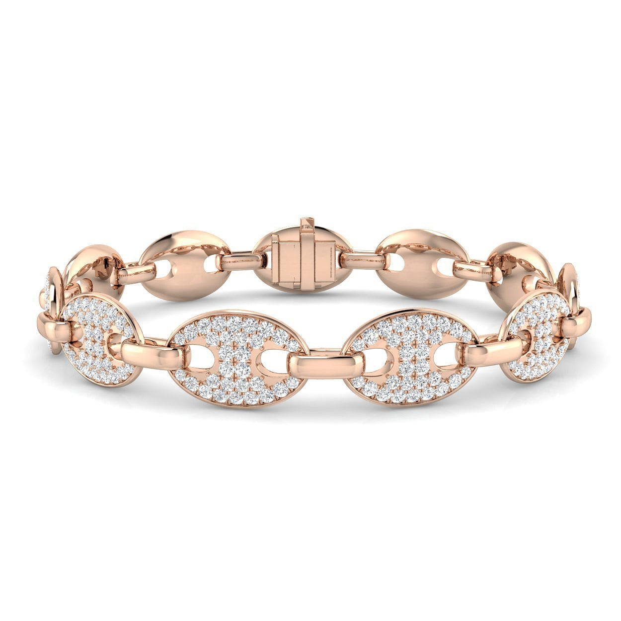 Elegant Puff Link Diamond Bracelet for Women, Luxury Natural Diamond Puff Style Bracelet