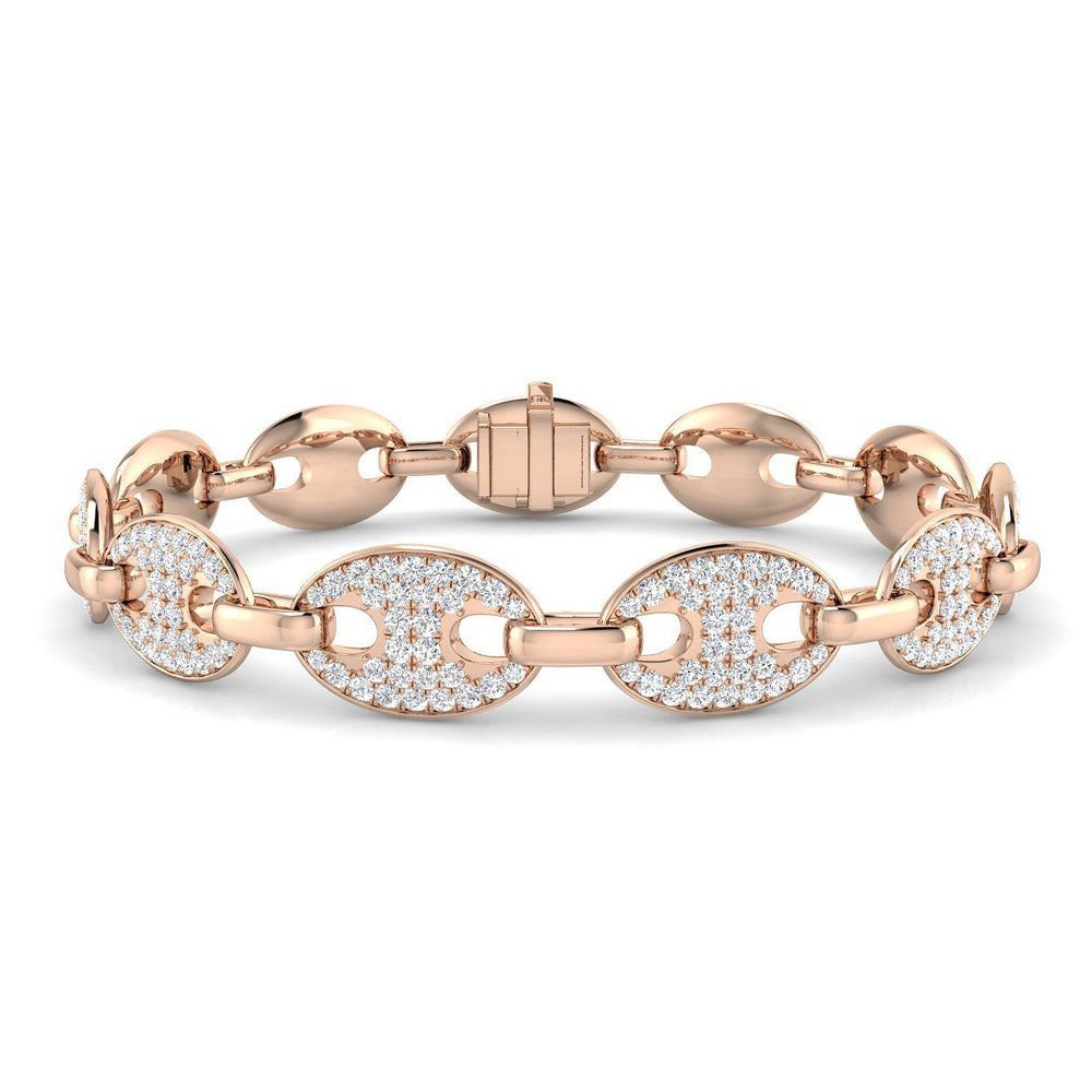 Elegant Puff Link Diamond Bracelet for Women, Luxury Natural Diamond Puff Style Bracelet