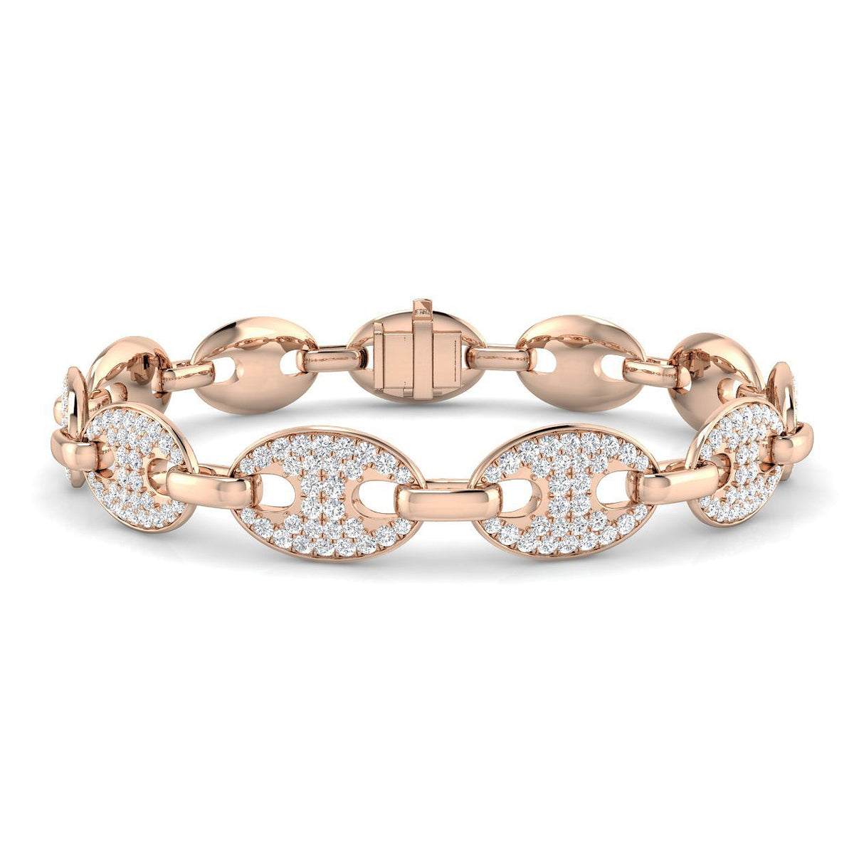 Elegant Puff Link Diamond Bracelet for Women, Luxury Natural Diamond Puff Style Bracelet