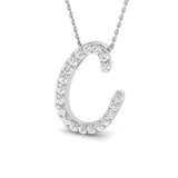Natural Diamond Script Initial "C" Pendant Necklace