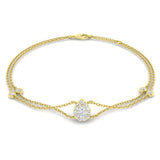 Natural Pear Halo Diamond Bracelet, 9K Yellow Gold Diamond Bracelet