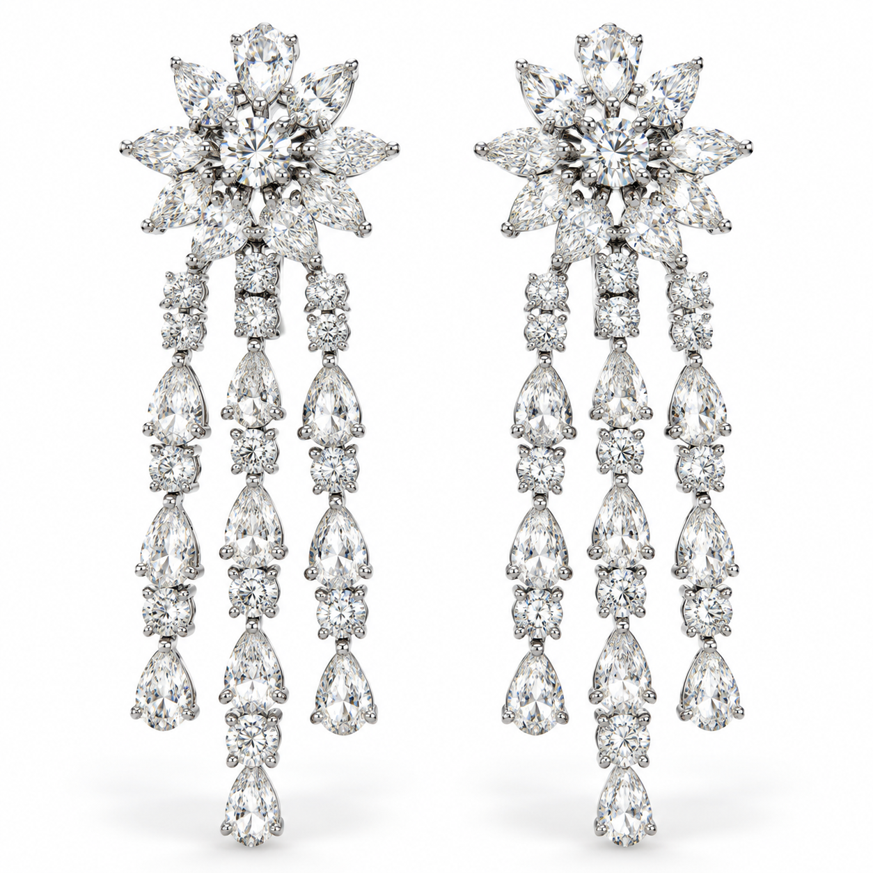 WGI 12.00Ct Natural Multi Diamond Designer Earring 18k Gold Ready To Ship