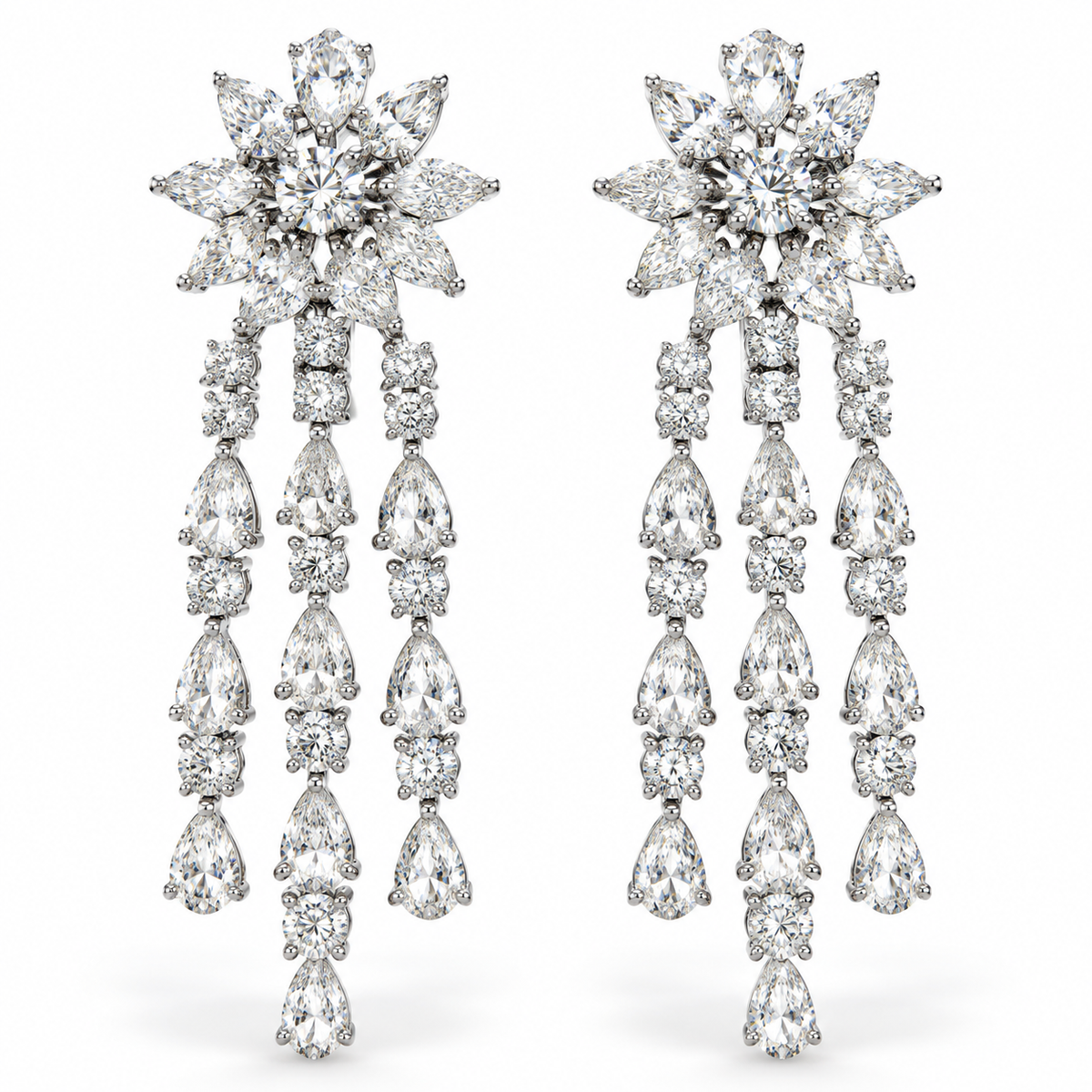 WGI 12.00Ct Natural Multi Diamond Designer Earring 18k Gold Ready To Ship