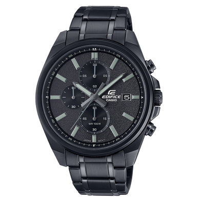 Edifice Mens Chronograph Watch with Black Stainless Steel