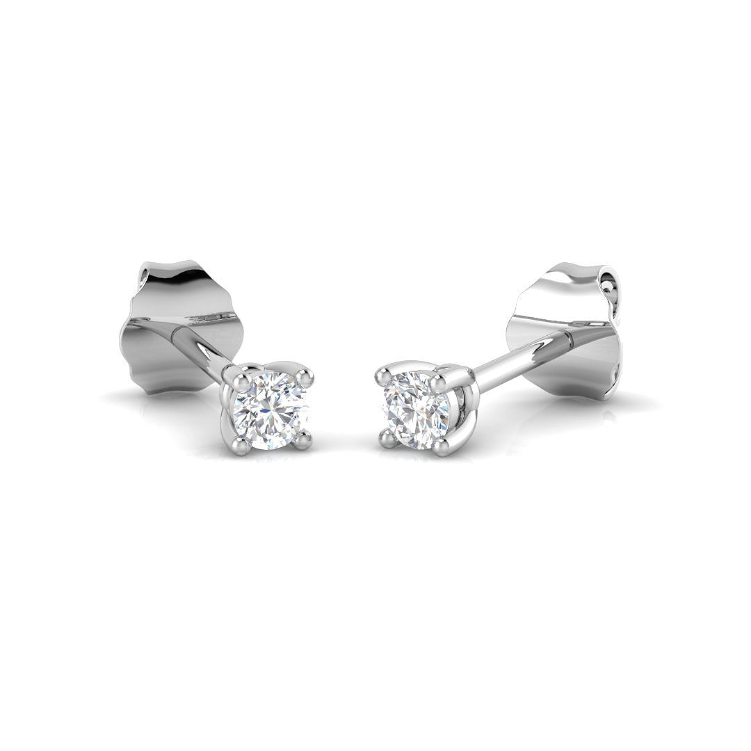 9ct White Gold 0.2ct Natural Diamond Solitaire Earrings