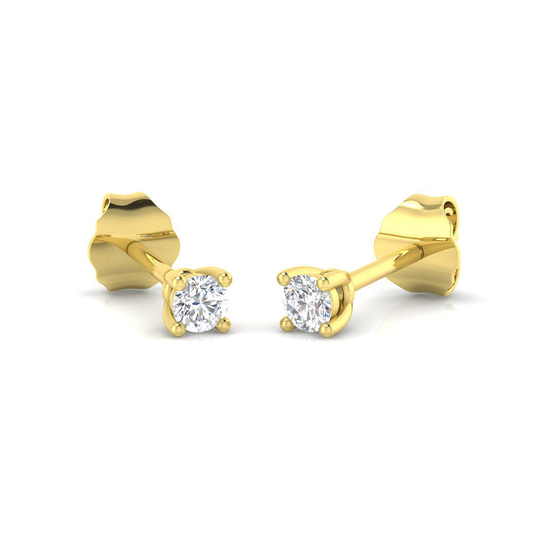 9ct Yellow Gold 0.2ct Natural Diamond Solitaire Earrings