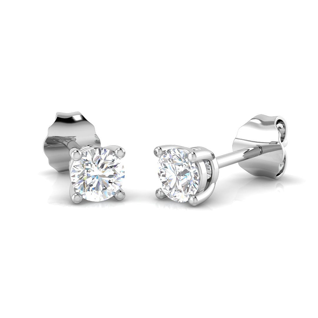 0.4ct Natural Diamond Round Cut Stud Earrings in 18K White Gold