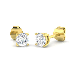 0.50 Ct D-E/VS Lab Grown Diamond Solitaire Earring 9k Yellow Gold Ready To Ship