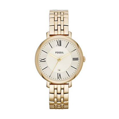Ladies' Fossil Jacqueline Gold-Tone Watch with Champagne Dial (Model: Es3434)