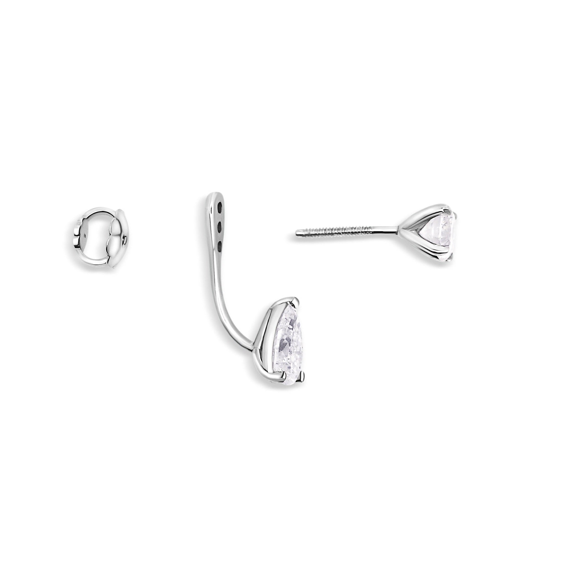 Stunning IGI Certified 3.0 Ct Pear and Round  Diamond Ear Jackets earring