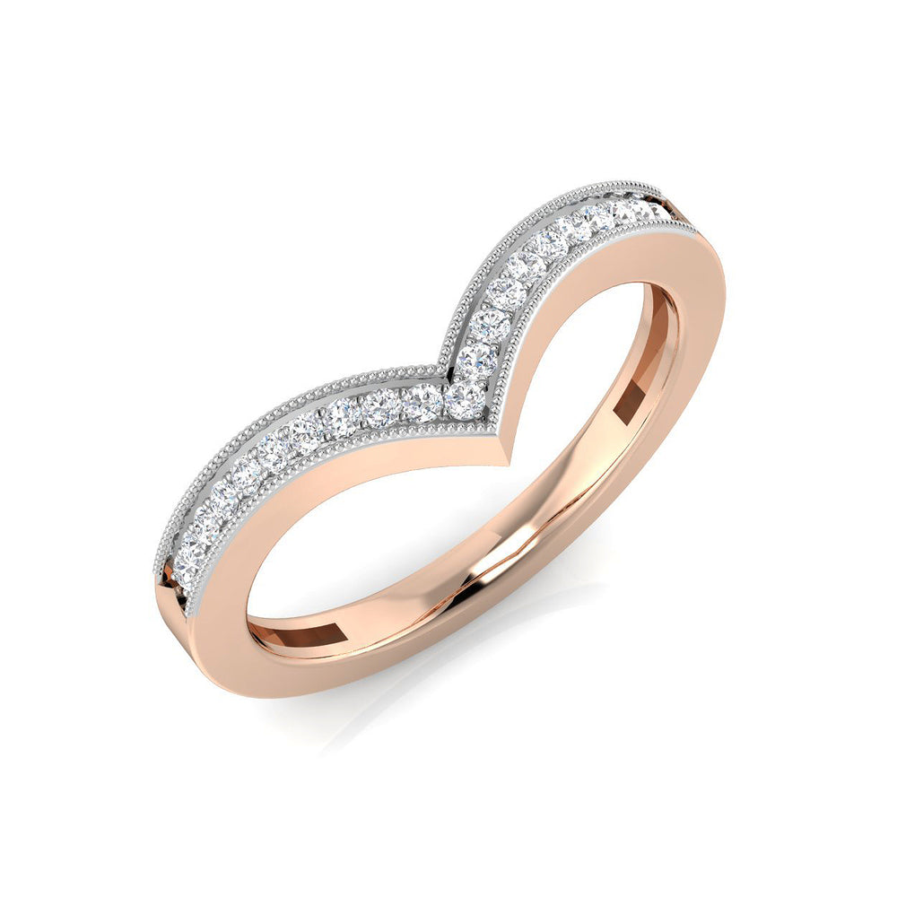 Elegant curved V shape wedding ring