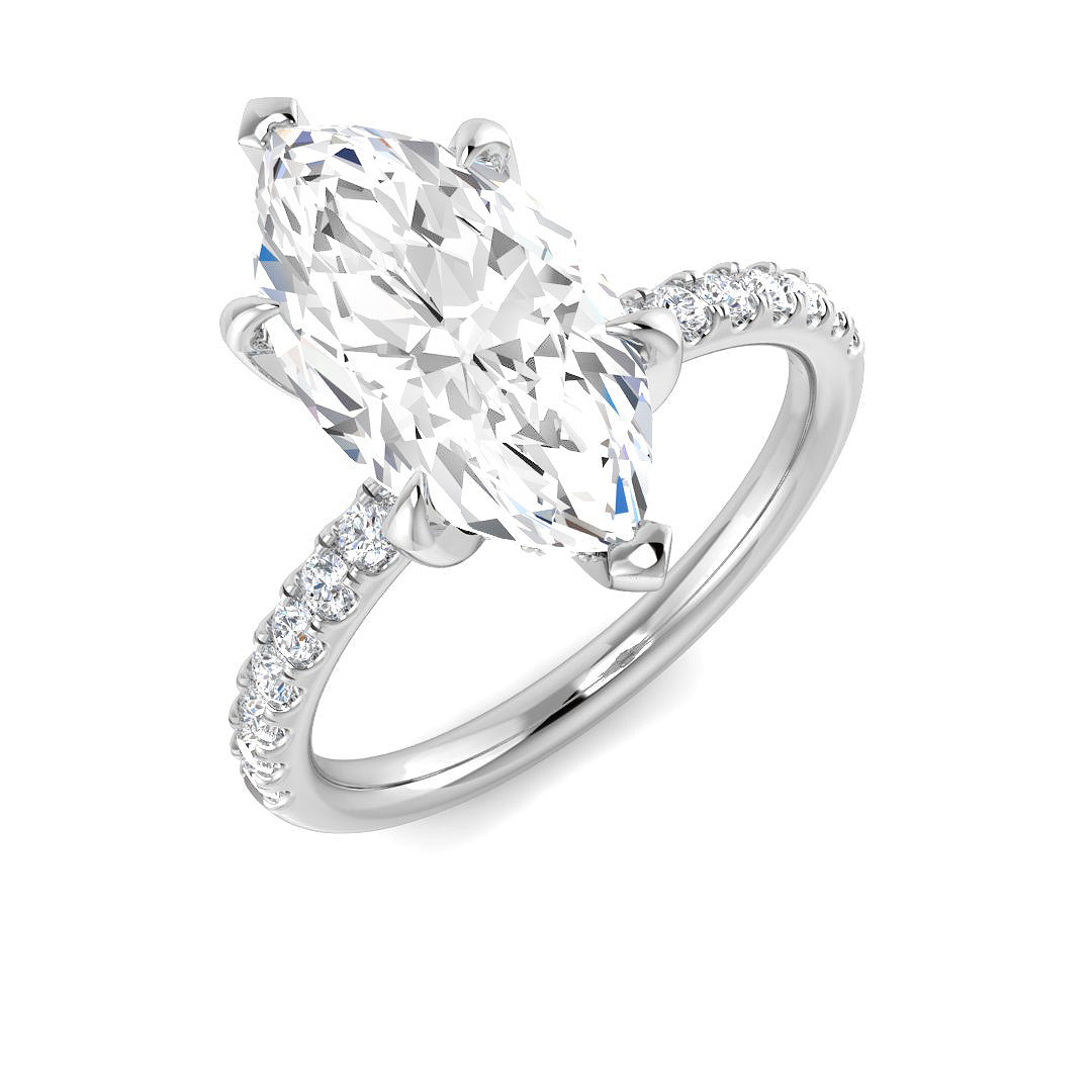 Elegant marquise diamond engagement ring with pavé detailing