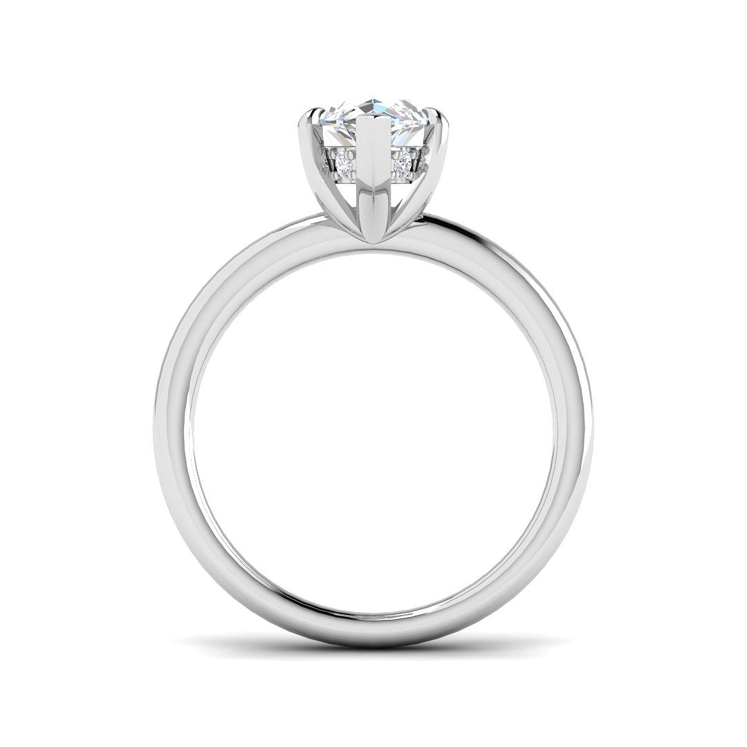 Elegant marquise diamond solitaire ring crafted in white gold with a smooth high-polish finish