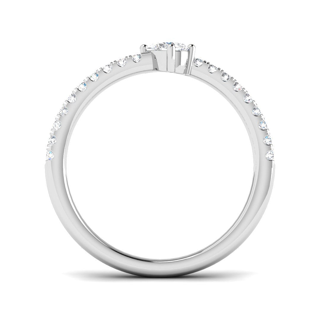 White gold pear shape diamond engagement ring with side diamonds