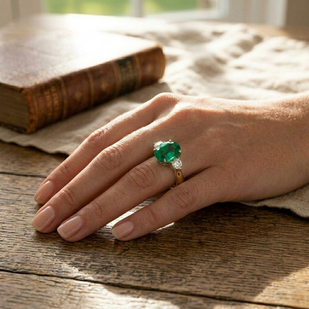 Three Stone Ring, Diamond Gemstone Ring