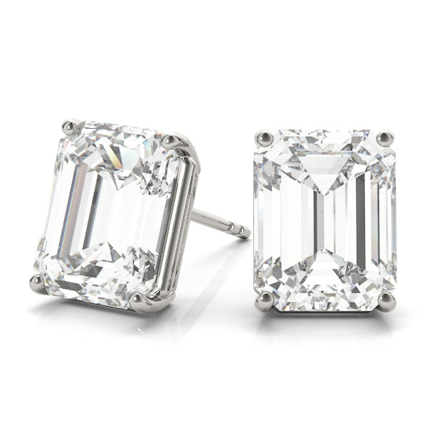 Emerald Cut Lab-Grown Diamond Stud Earrings 