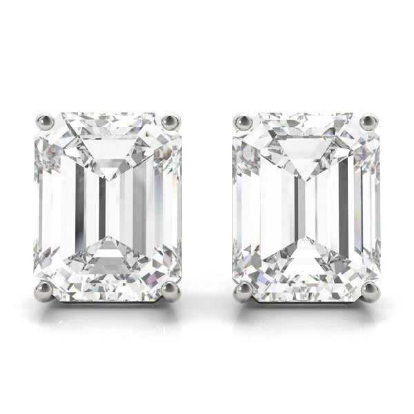 Emerald Cut Lab-Grown Diamond Stud Earrings For Women